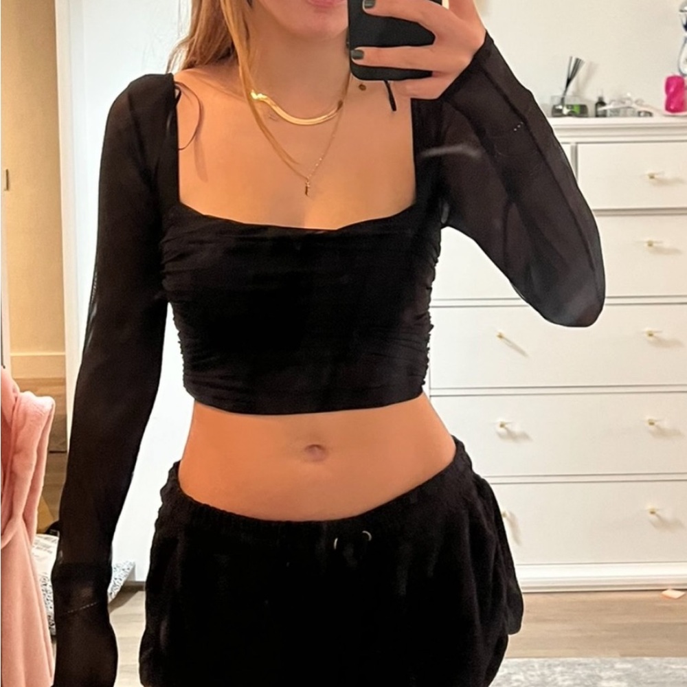 Glassons cropped mesh long sleeve